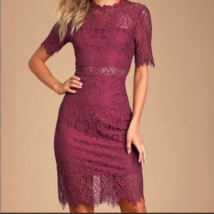 Lulu’s Remarkable Maroon Lace Dress Size Medium Summer Date Night